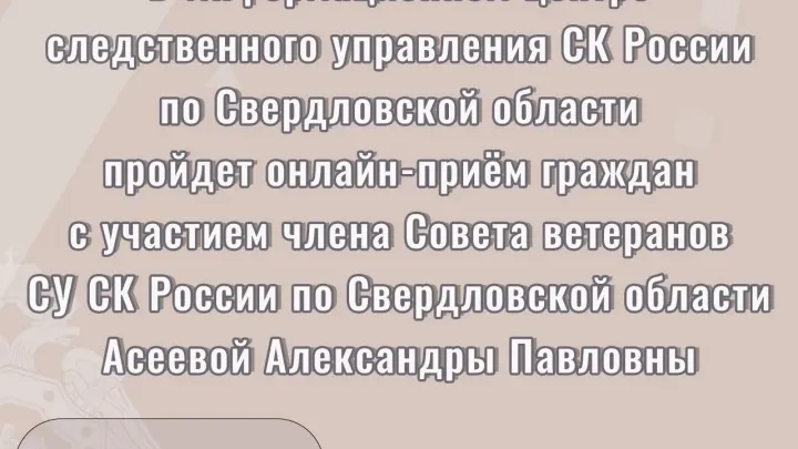 В Свердловской области пройдет онлайн-прием граждан с участием ветерана следственных органов — Екатеринбург Сейчас