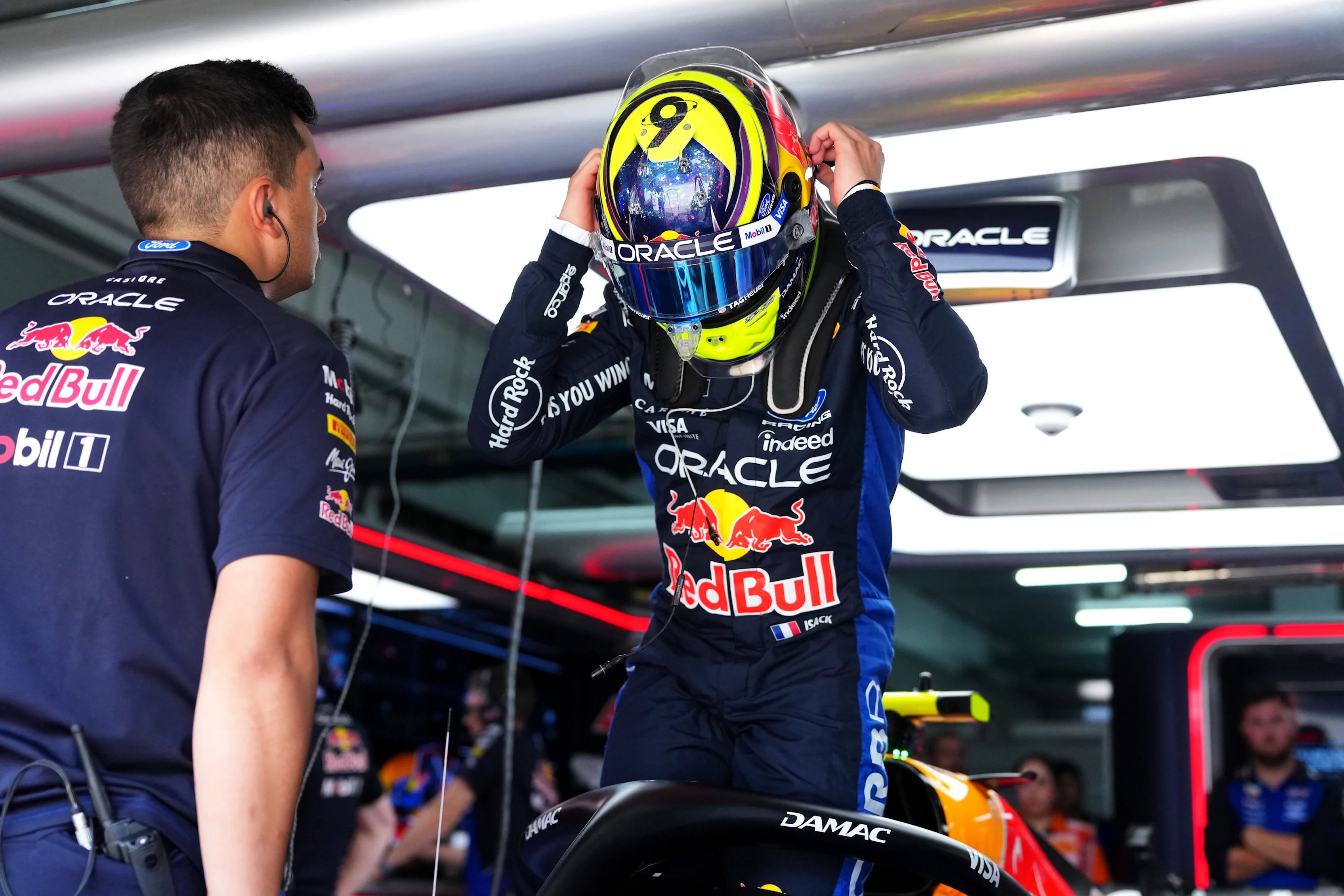 KUALA LUMPUR, MALAYSIA - OCTOBER 02: Isack Hadjar of France and Oracle Red Bull Racing prepares to