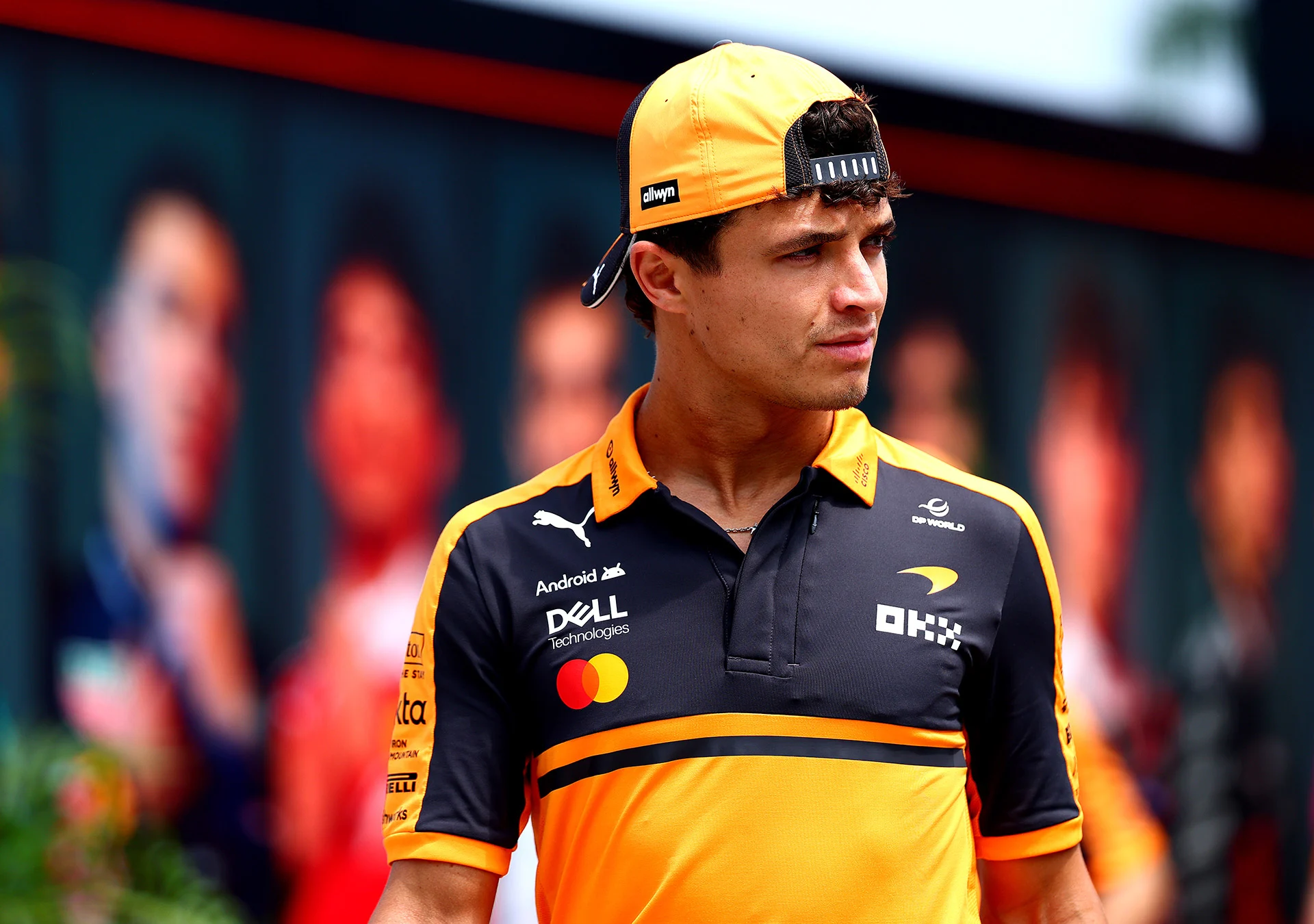 Lando Norris walking through the paddock