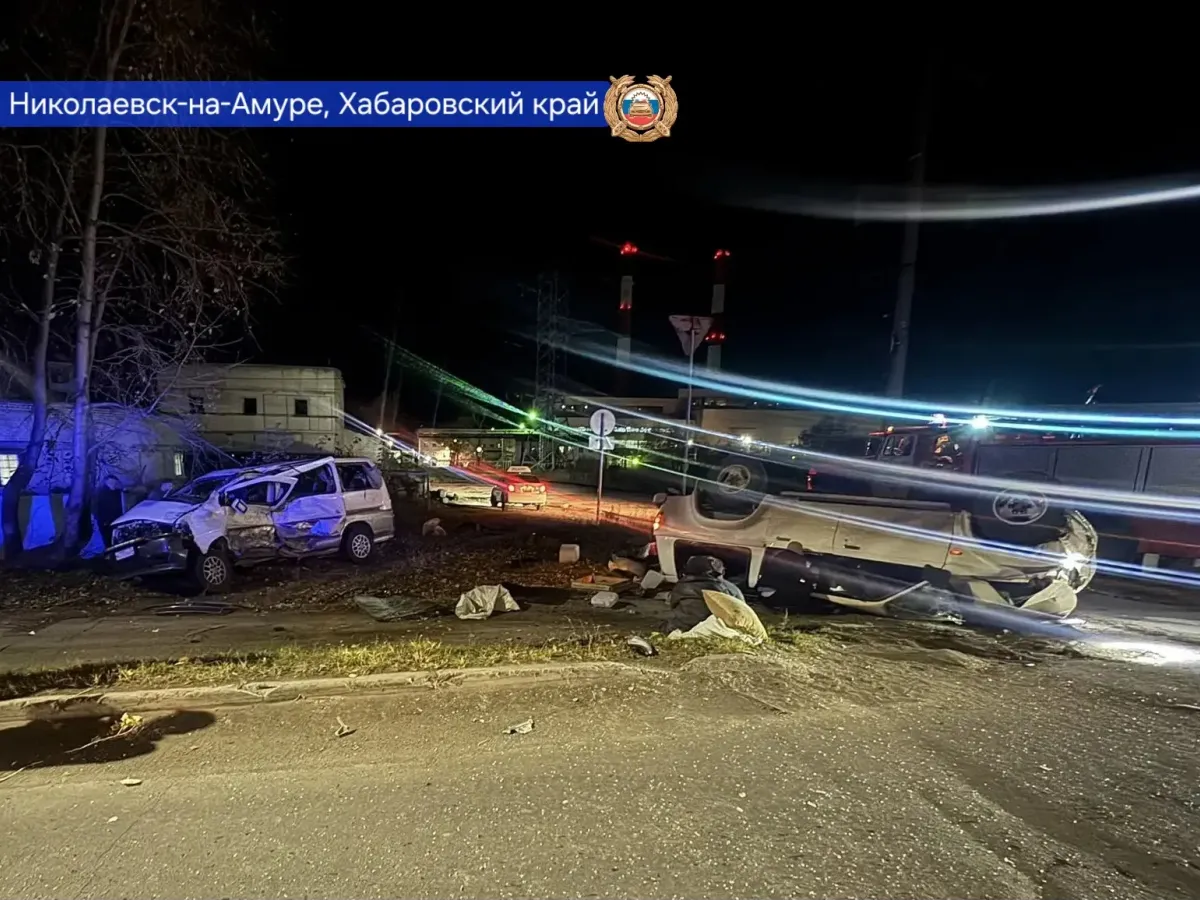 В Николаевске-на-Амуре в ночном столкновении погибли два человека, пострадали восемь