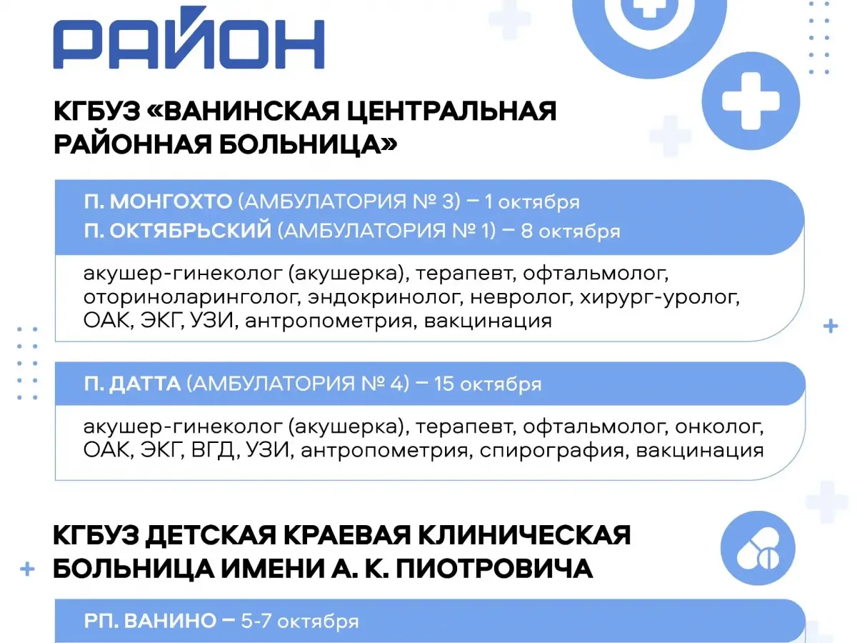 Выездные бригады врачей отправятся в районы края в октябре