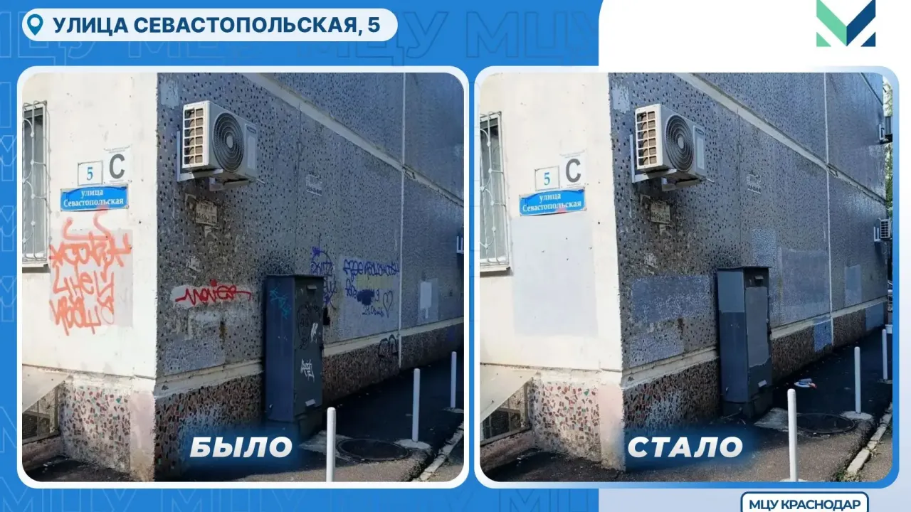 В Краснодаре закрасили надписи на доме на Севастопольской, 5 — Краснодар Сейчас