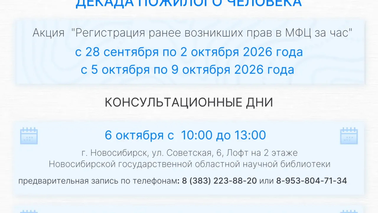 Росреестр проведет консультационные дни для владельцев недвижимости в рамках Декады пожилого человека — Новосибирск Сейчас