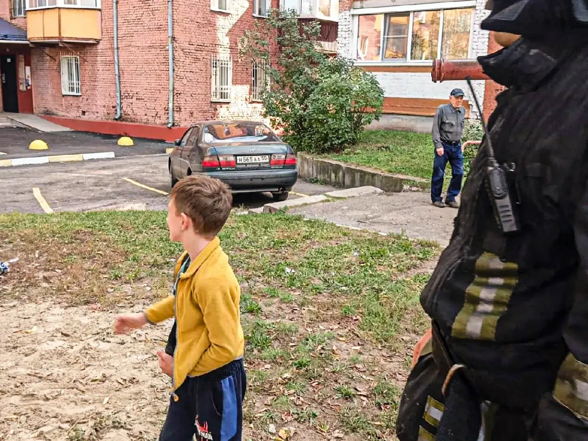 В Омске пожарные сняли с дерева мальчика, который полез спасать кота