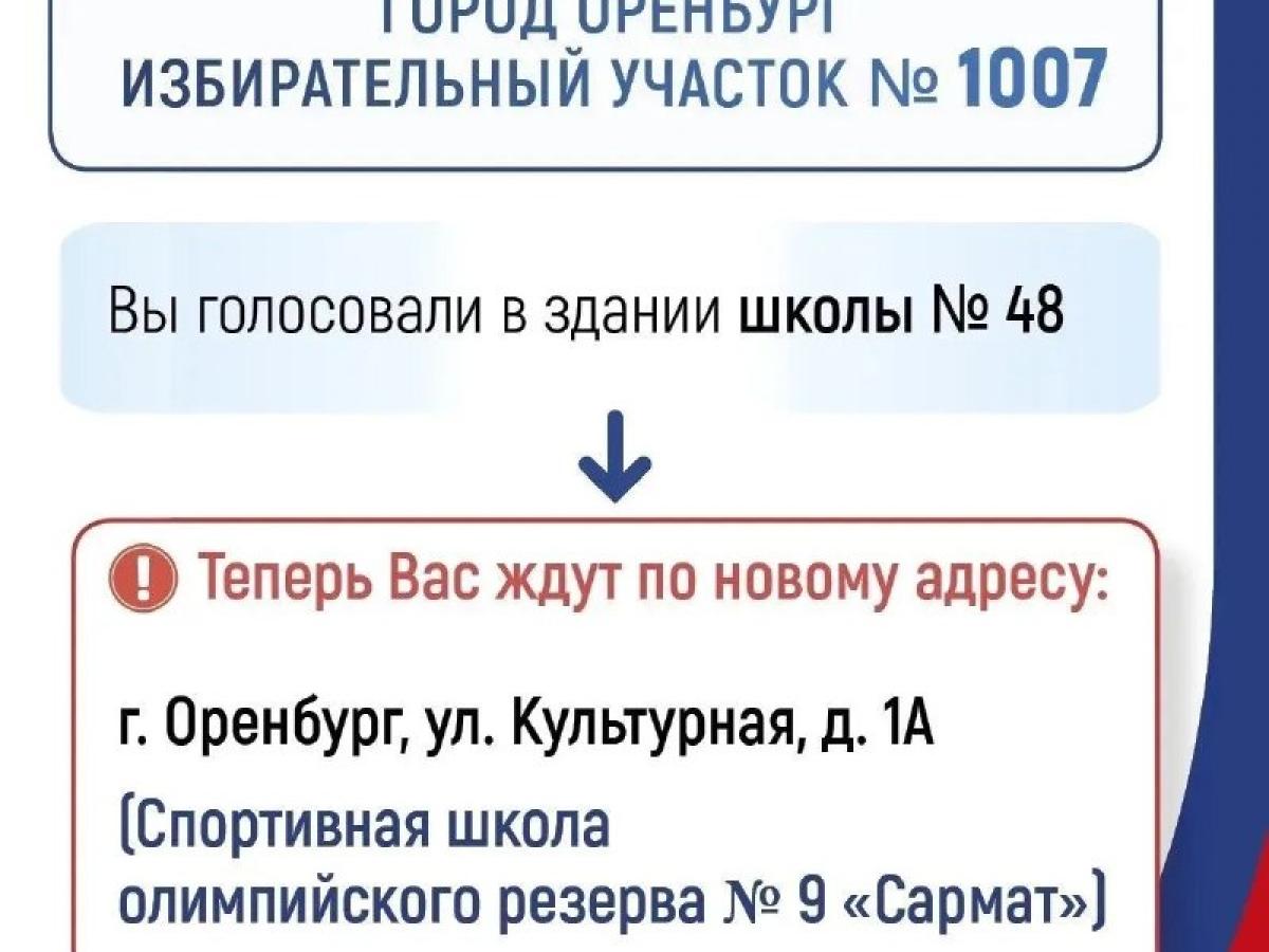 В Оренбурге три избирательных участка на время ремонта сменили адреса