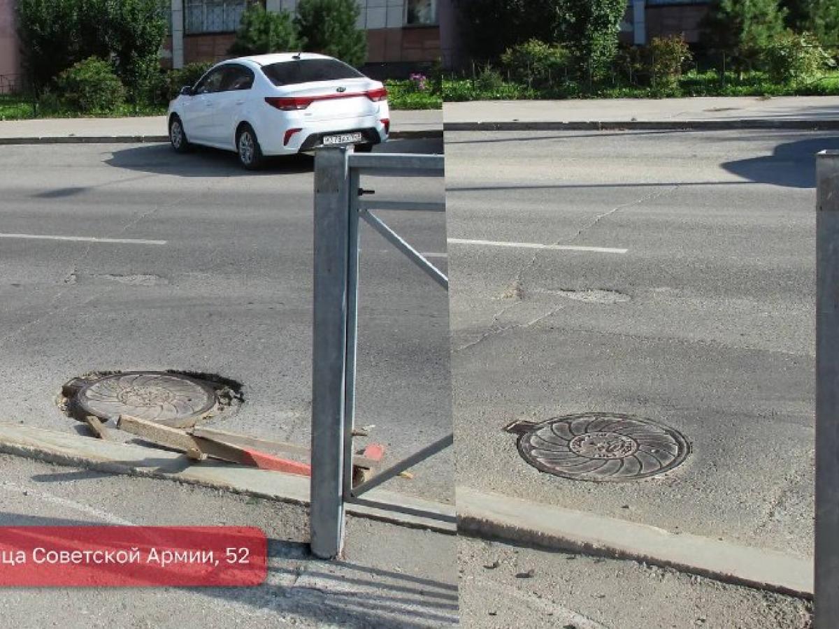 В Перми устранили незаконные граффити и восстановили покрытие у люка