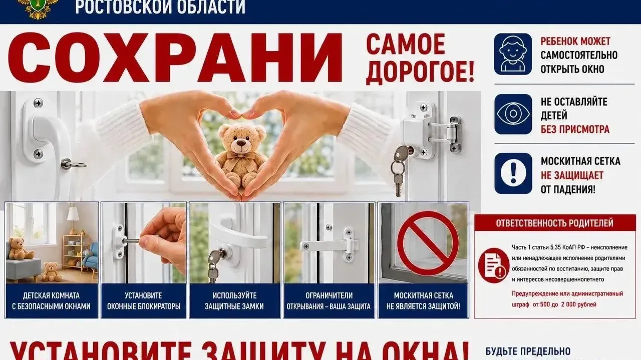 В Волгодонске прокуратура проводит проверку после падения годовалого ребенка из окна — Ростов-на-Дону Сейчас
