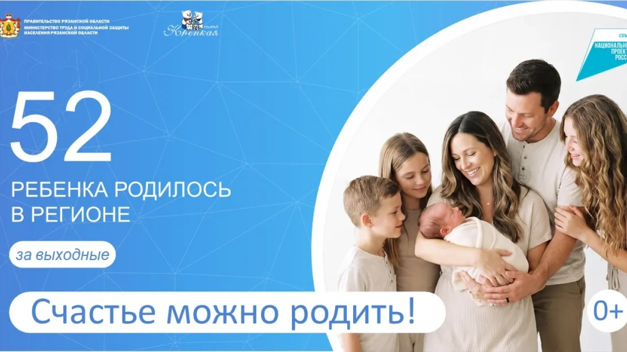 За выходные в Рязанской области родились 52 ребенка — Рязань Сейчас