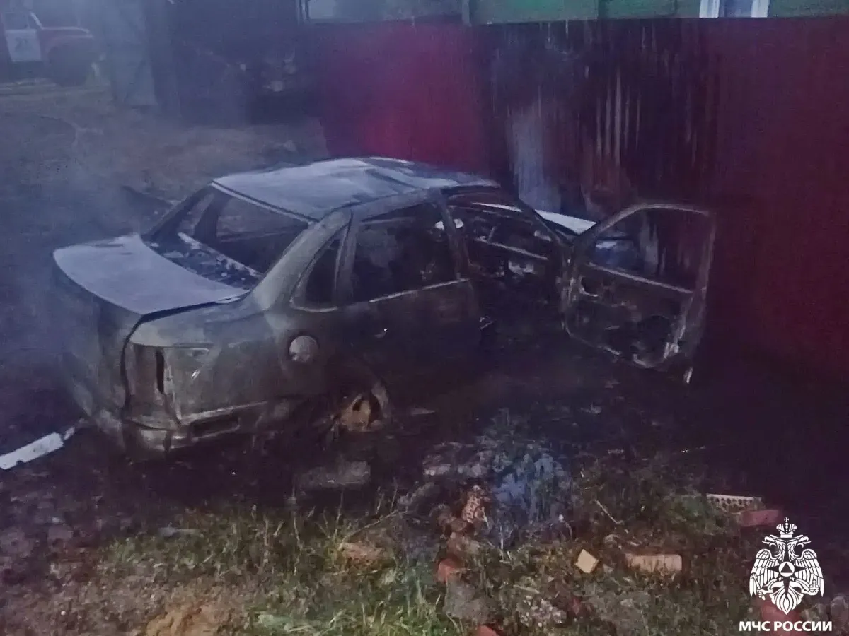 В Гагарине во дворе частного дома сгорели два автомобиля и гараж