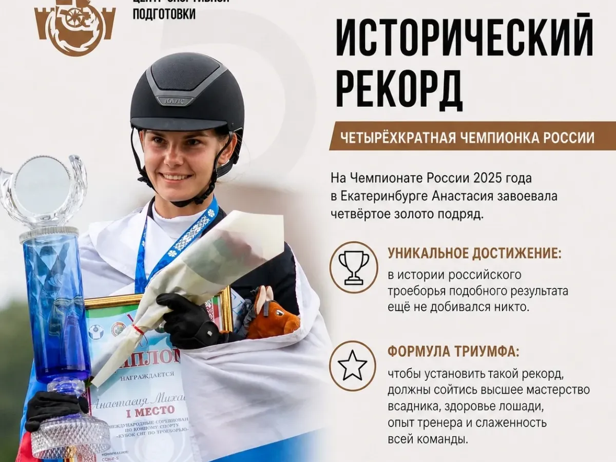 Анастасия Михайлова стала четырёхкратной чемпионкой России по конному троеборью