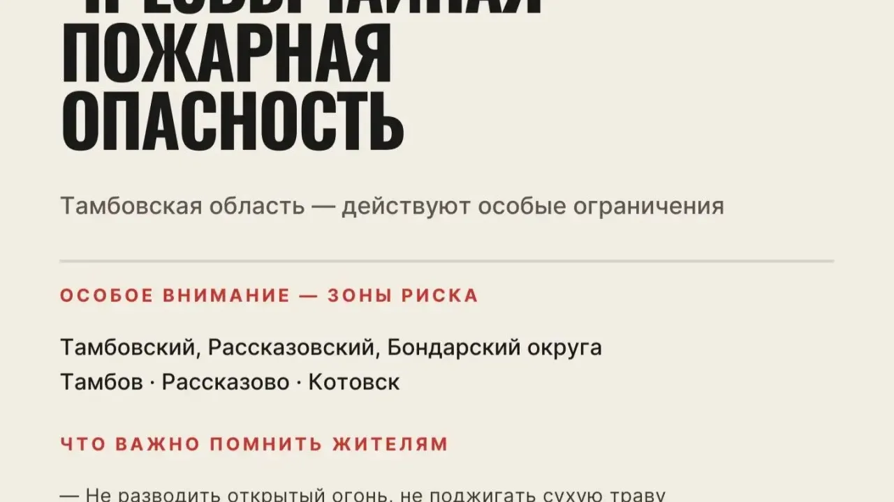 В Тамбовской области объявили чрезвычайную пожарную опасность — Тамбов Сейчас