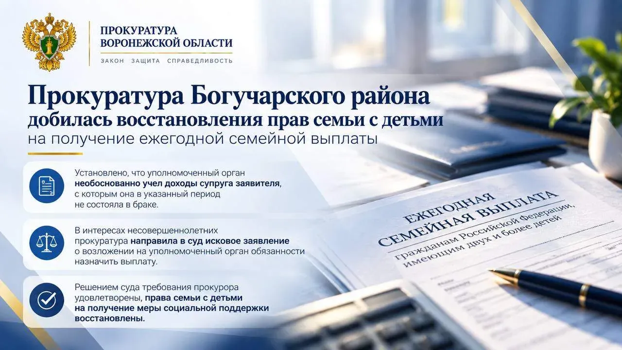 В Богучарском районе через суд добились выплаты семье с двумя детьми — Воронеж Сейчас