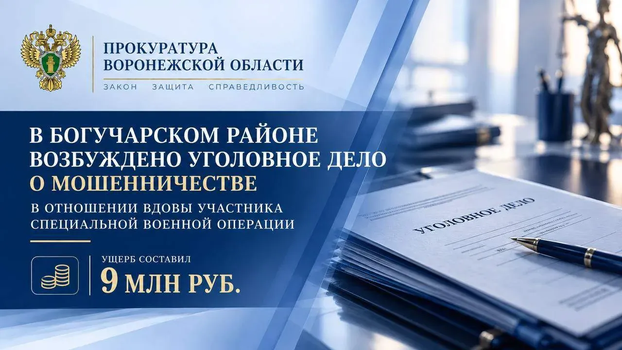 В Богучарском районе возбудили дело о мошенничестве против вдовы участника СВО — Воронеж Сейчас